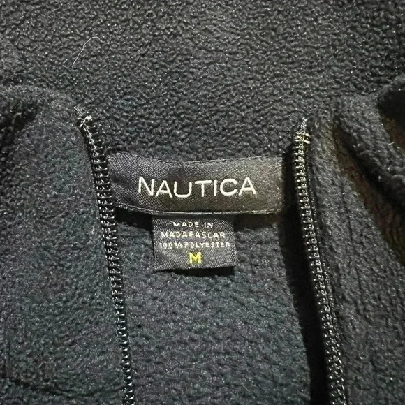 Nautica preppy navy blue half zip-up oversized casual classic pullover medium - Picture 2 of 3